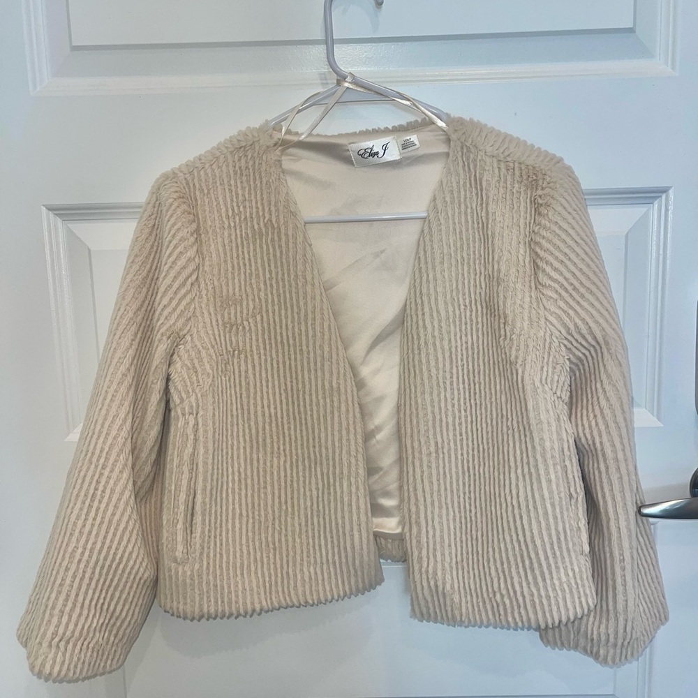 Chic Beige Corduroy Jacket / cozy wedding cover up